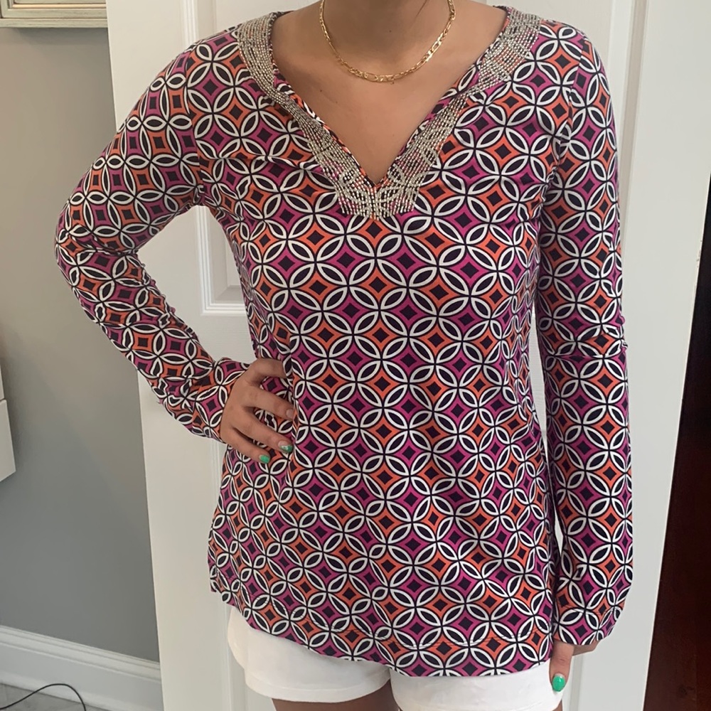 Ann Taylor Loft 3/4 Sleeved Tunic w/beading: Size S
